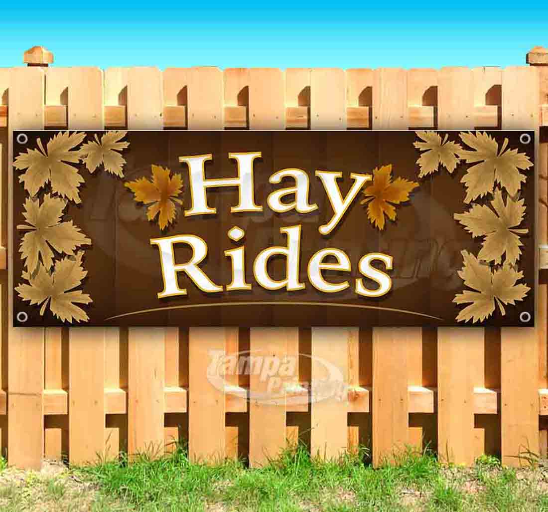 Hay Rides Logo Hay Rides 13 oz Vinyl Banner With Metal Grommets - Walmart.com